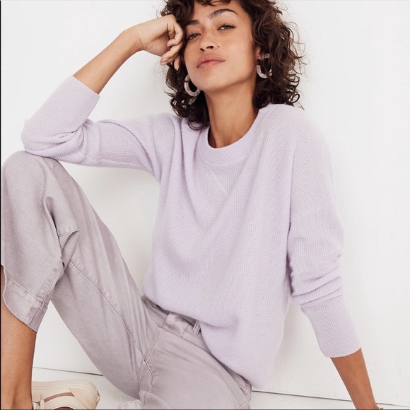 Madewell Sweaters - NWOT Madewell Cashmere Waffle Sweatshirt Lavender